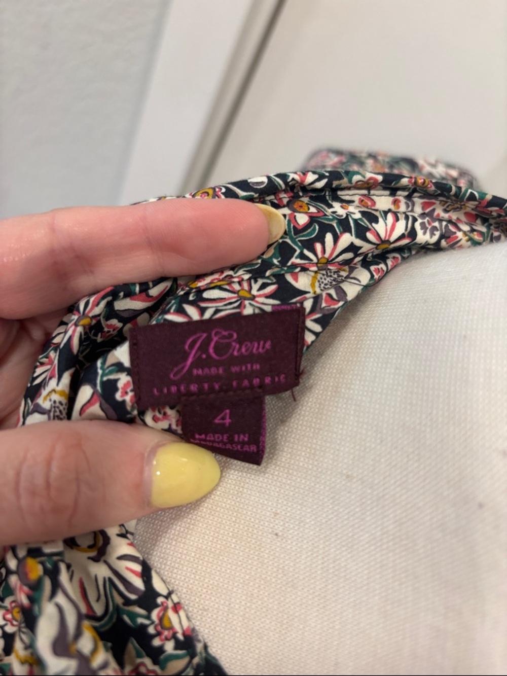EUC J. Crew Black Floral Button-Down Shirt with Pink, Purple and Cream Accents - Picture 6 of 6